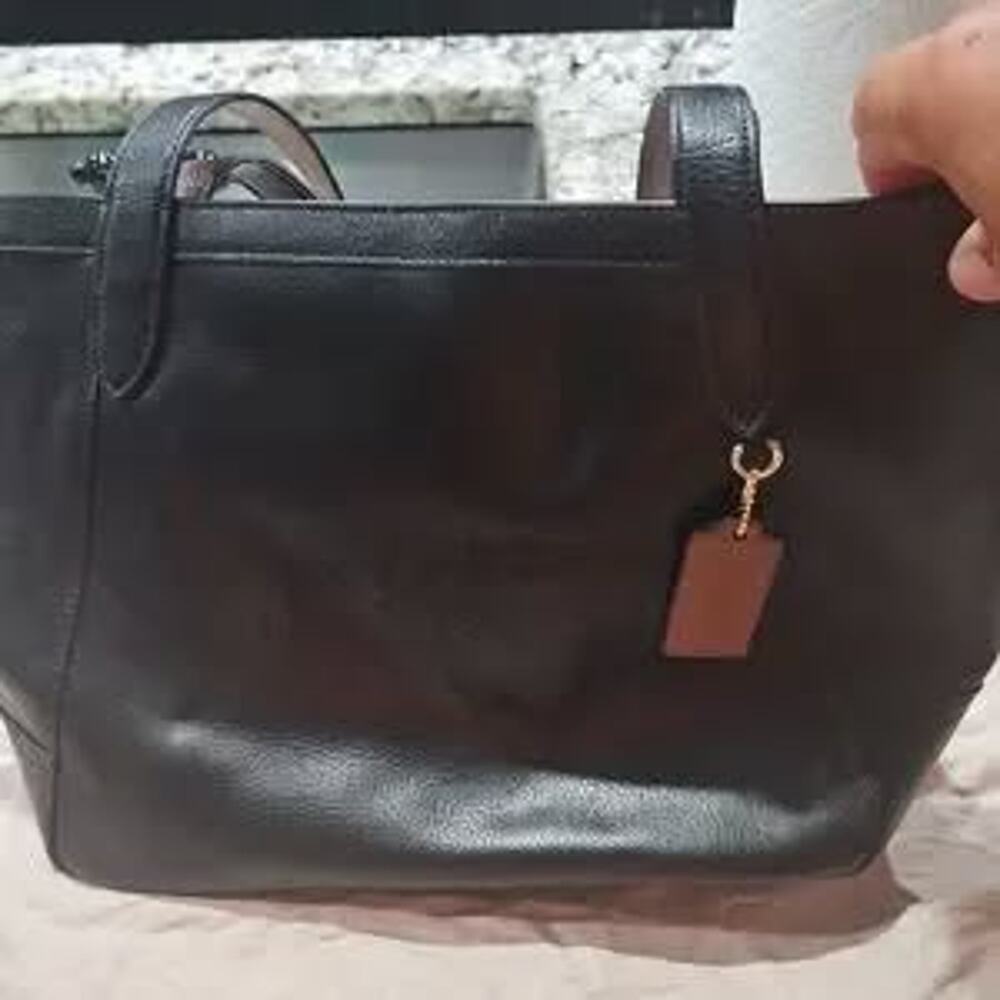 Coach Black Leather Tote Bag